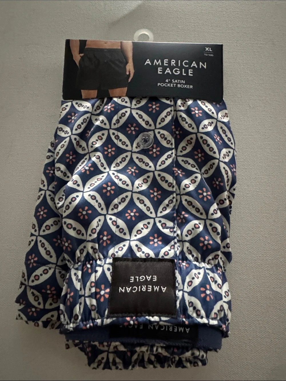 Satin Boxers Mens XL Blue American Eagle Pocket